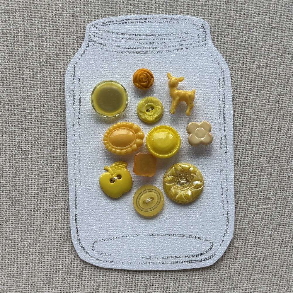"Jar" of Vintage Yellow Buttons