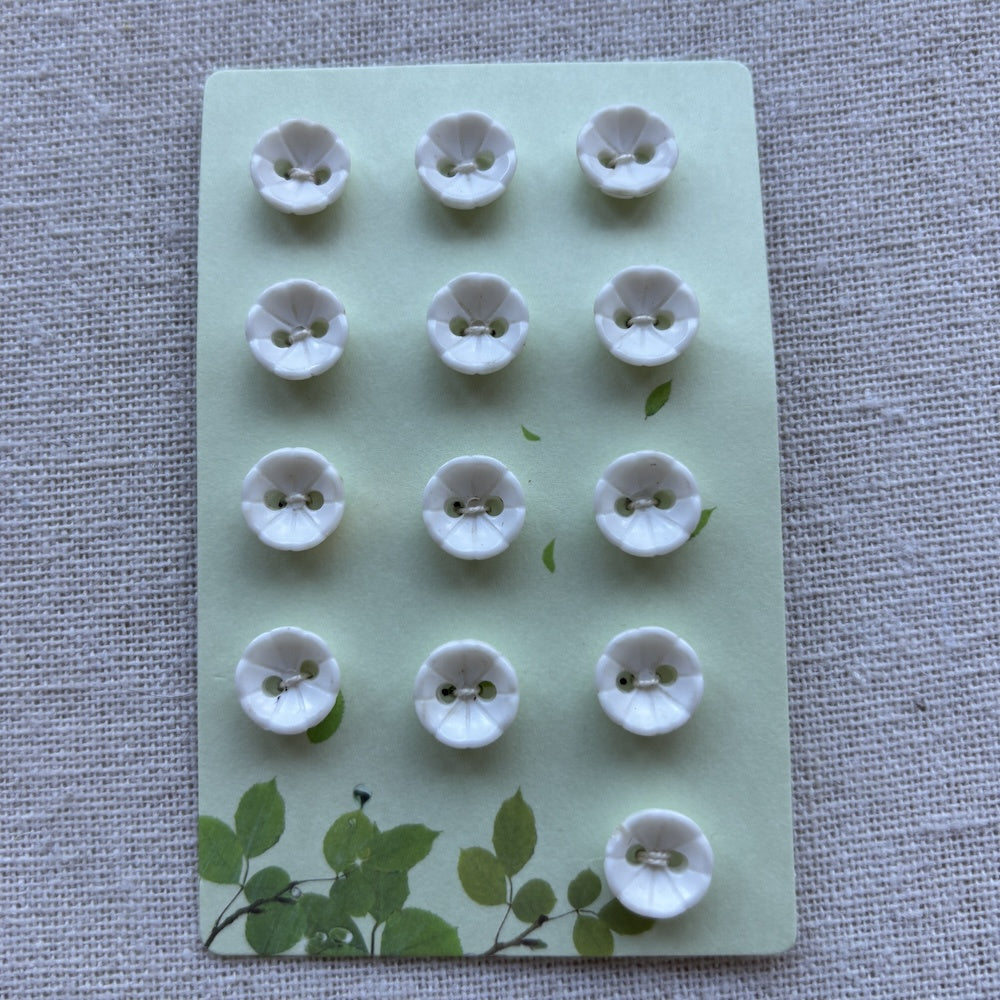 Tiny White Flower Bowl Buttons 11mm x 13