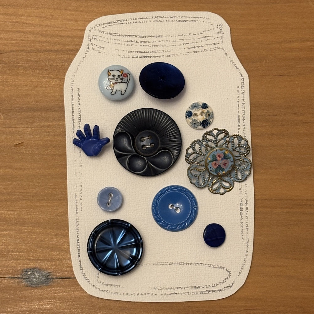 "Jar" of Vintage Blue Buttons