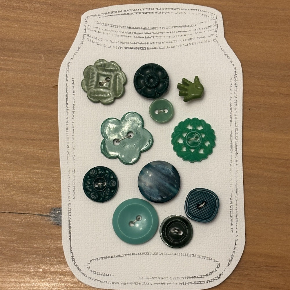 "Jar" of Vintage Green Buttons