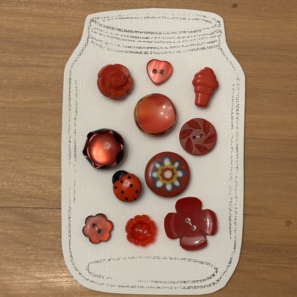 "Jar" of Vintage Red Buttons