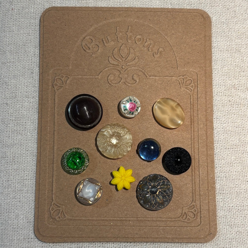 Vintage Button Card - Glass Buttons