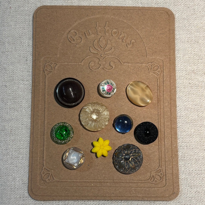 Vintage Button Card - Glass Buttons