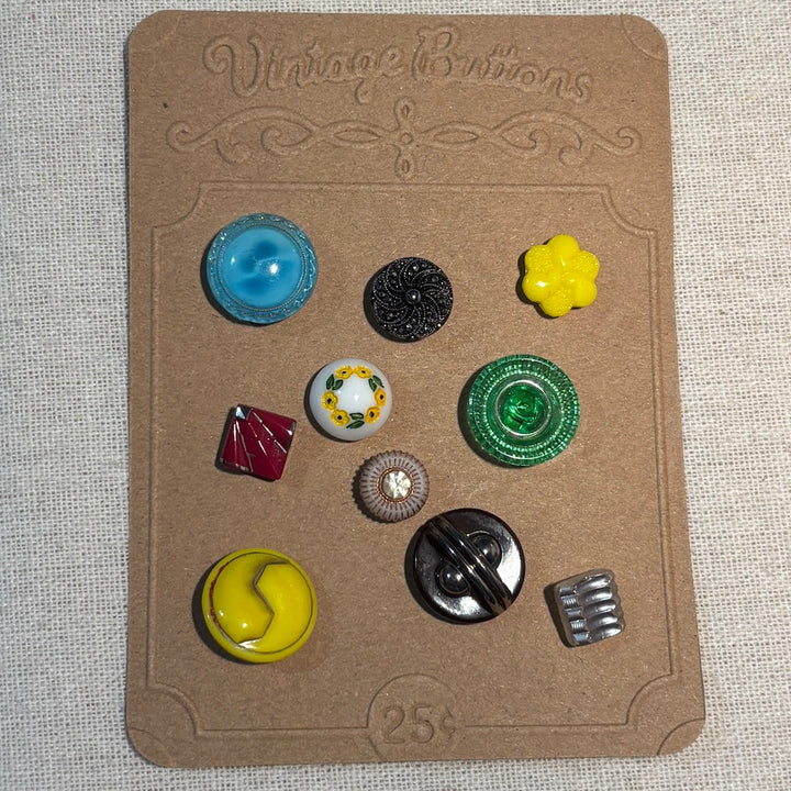 Vintage Button Card - Glass Buttons