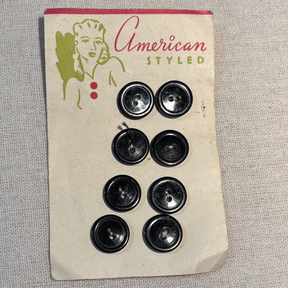 American Styled Classic Black Buttons 15mm x 8