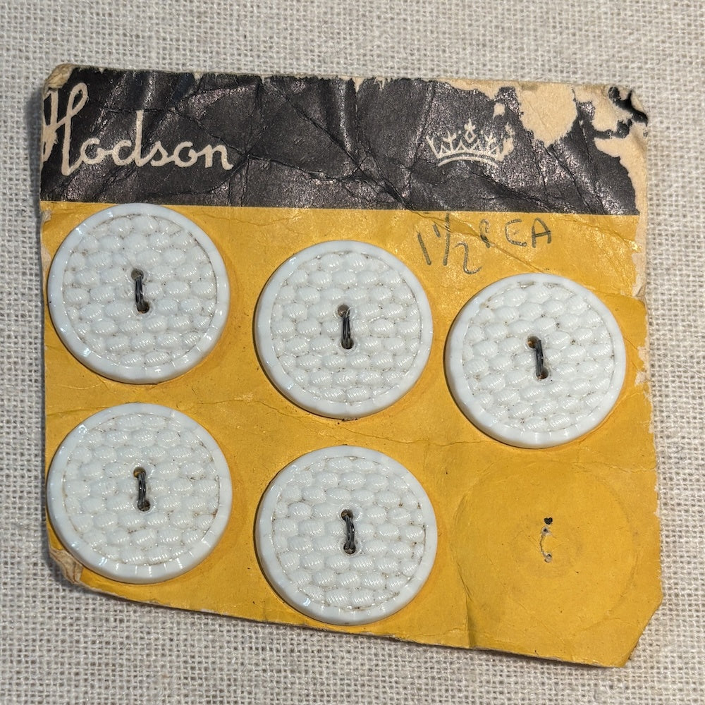 1950's Hodson White Dress Buttons 22mm x 5
