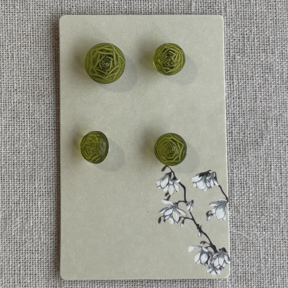 Lime Green Rose Buttons x 4