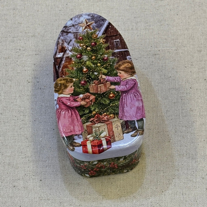 Vintage Christmas Oval Tin
