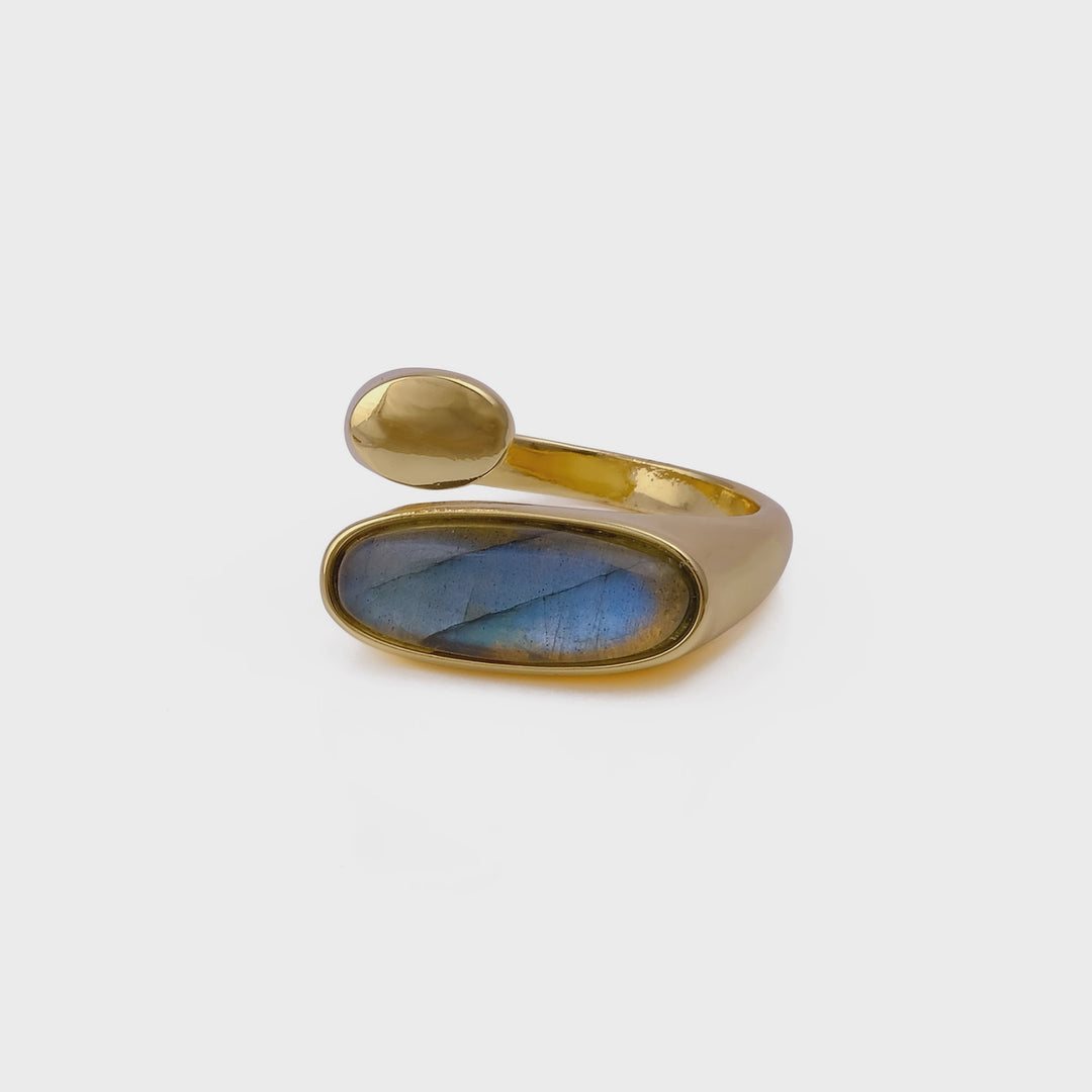 Handmade Labradorite Oval Shape Ring - Adjustable