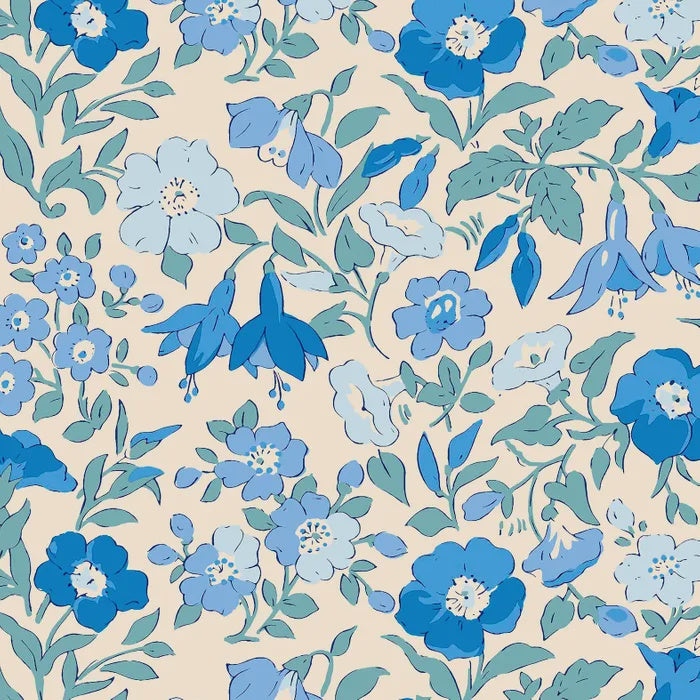 Liberty Mamie Field Quilt Backer in Blue