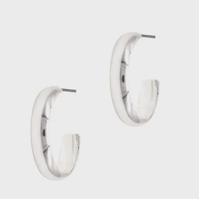 Medium Rounded Hoop Earring Silver