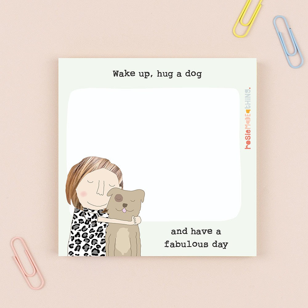 Rosie Made A Thing Hug a Dog Sticky Note Pad