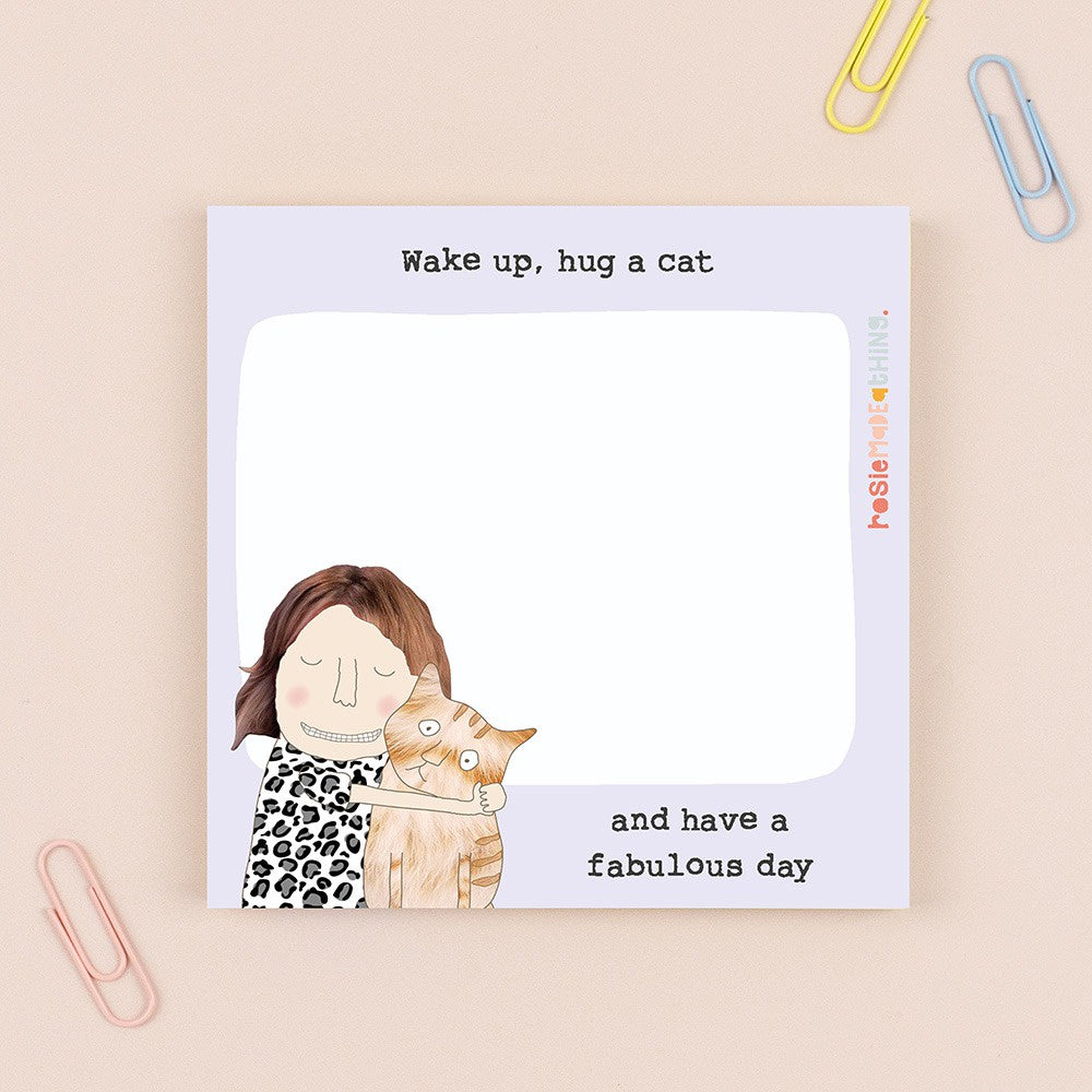 Rosie Made A Thing Hug a Cat Sticky Note Pad