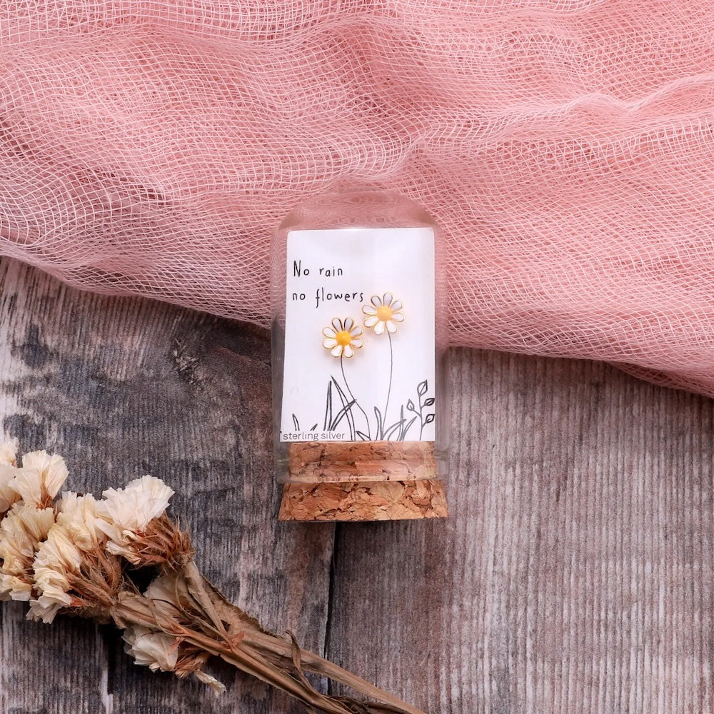 No Rain No Flowers Enamel Sterling Silver Earrings