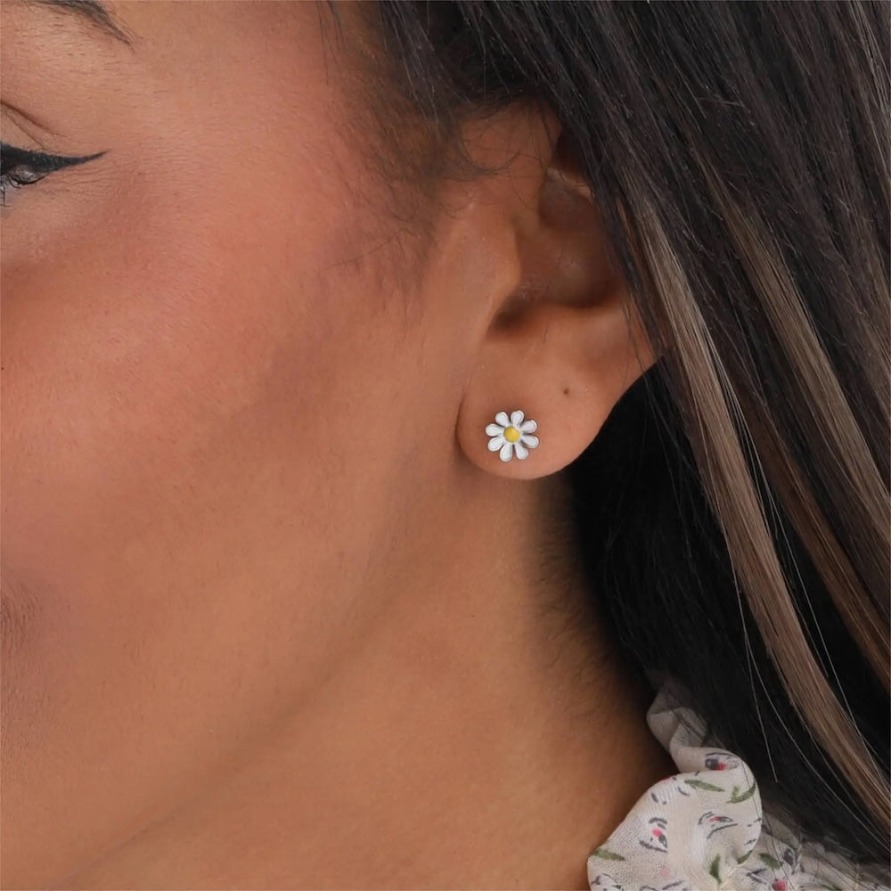 No Rain No Flowers Enamel Sterling Silver Earrings