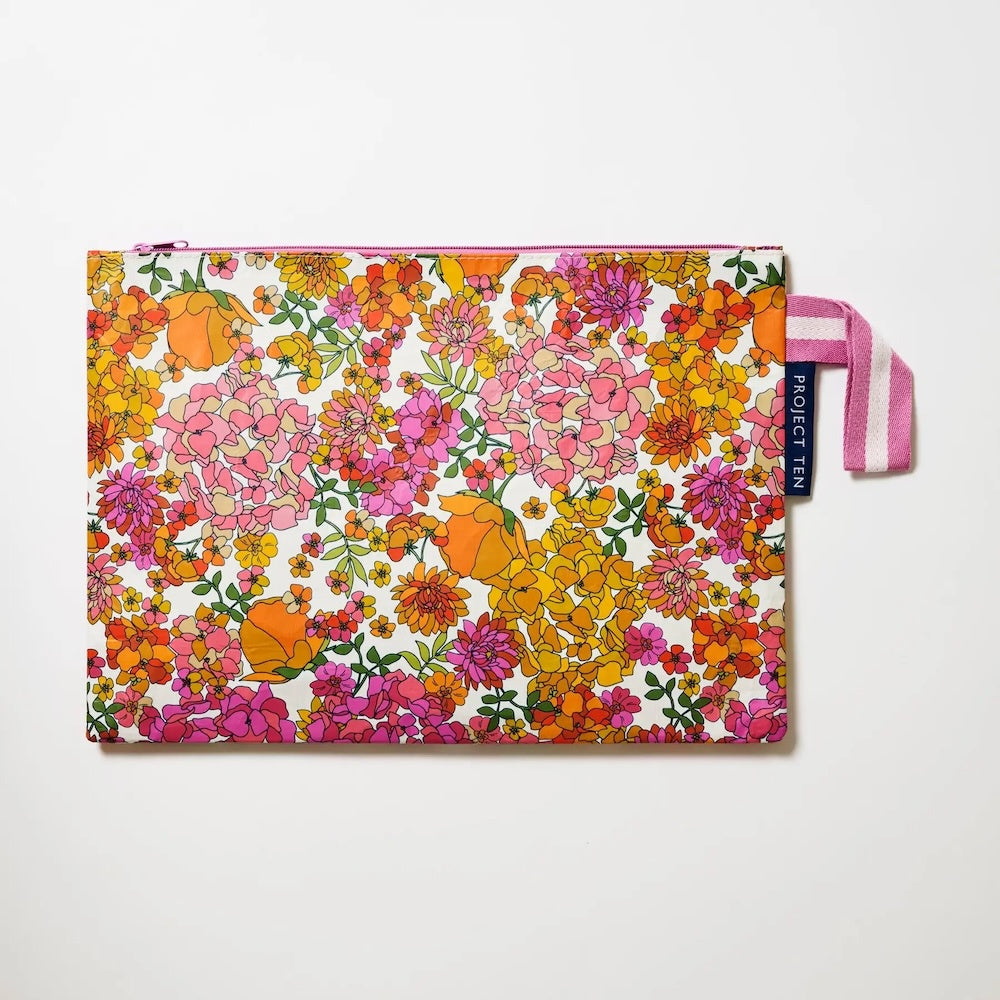 Large Zip Pouch / Project Bag / Book Bag Hydrangea