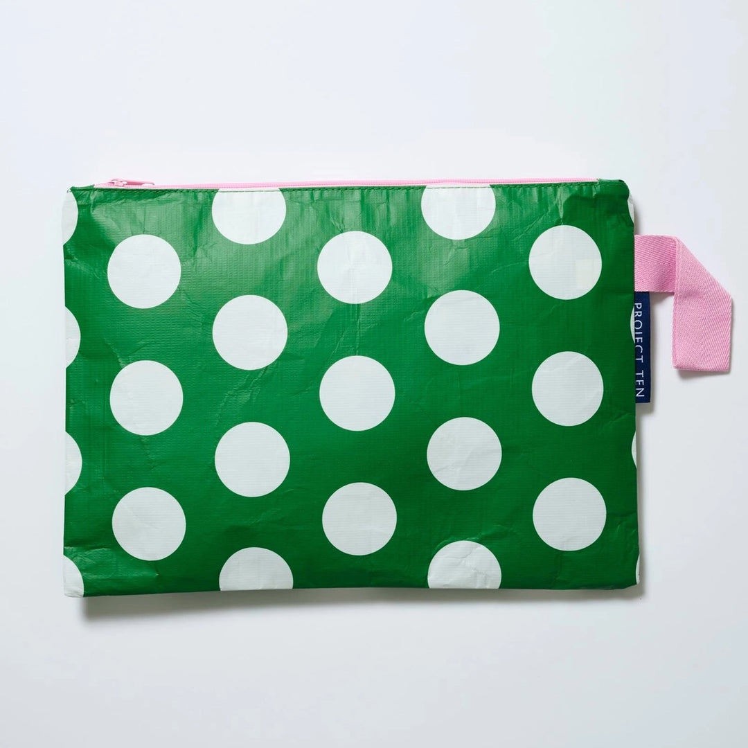 Large Zip Pouch / Project Bag / Book Bag Polka Dot