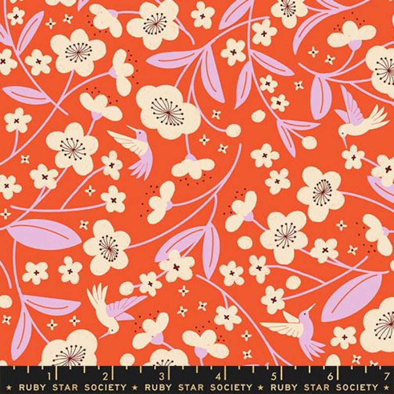 Persimmon Blossoms in Warm Red