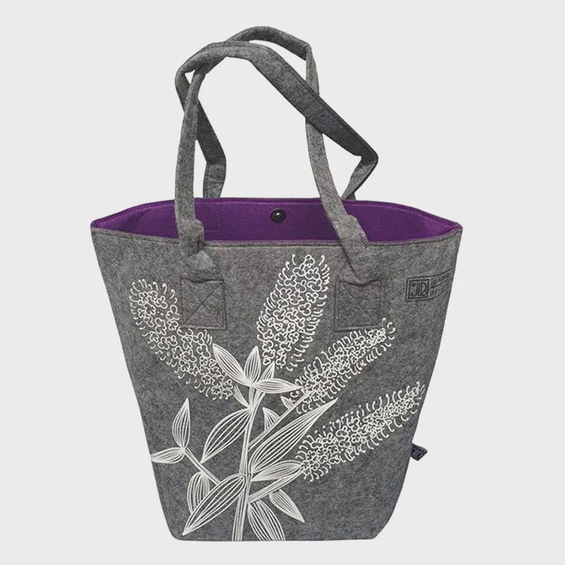 Koromiko Grey and Purple Shoulder Tote Bag