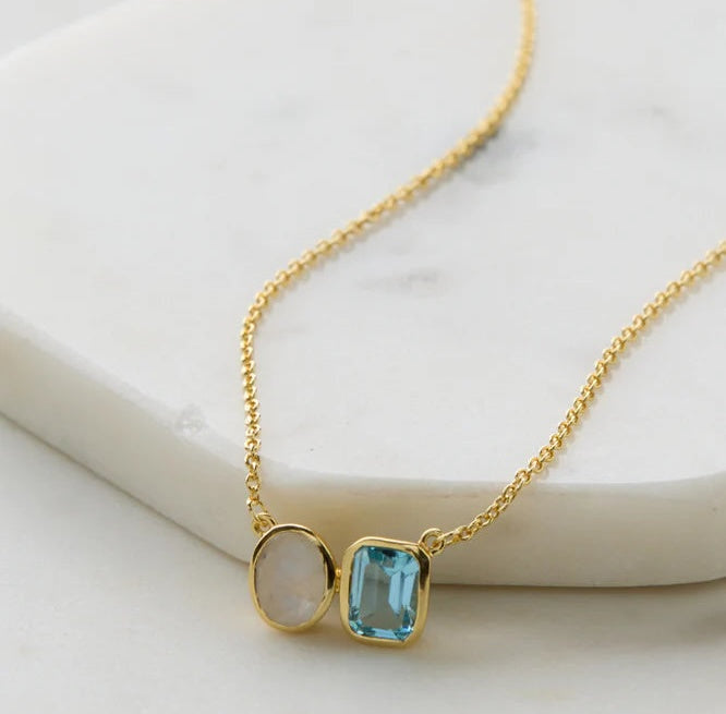 Skylar Necklace - Moonstone Blue Topaz Skylar Necklace - Moonstone Blue Topaz