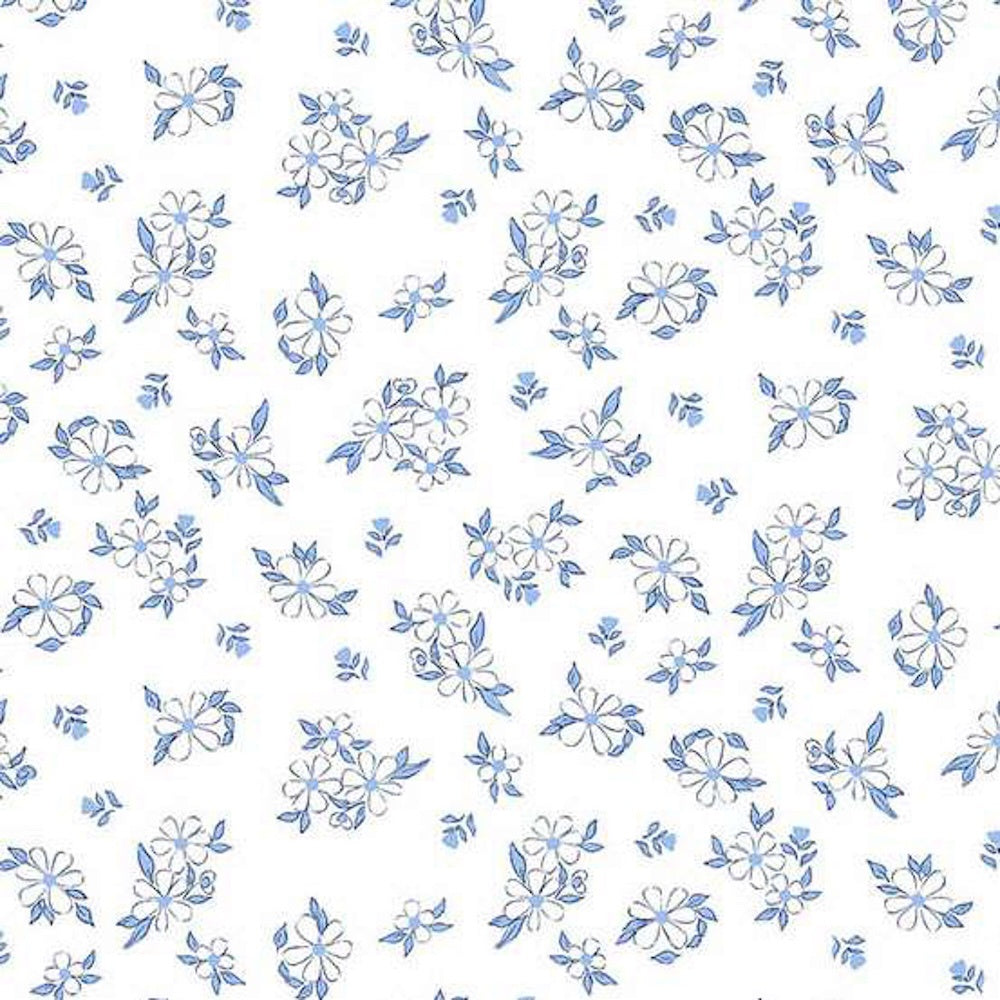 Color Me Whispered Treasure Blooms in Blue Cotton