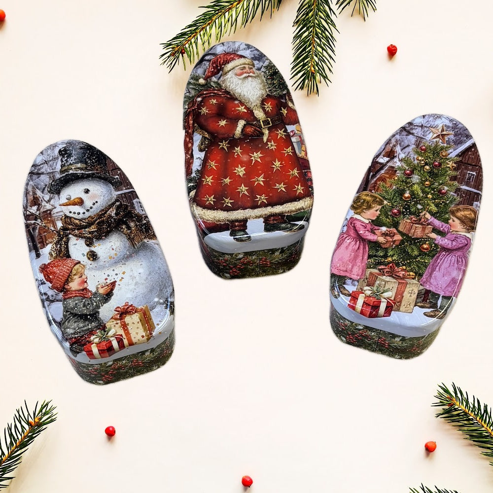 Vintage Christmas Oval Tin