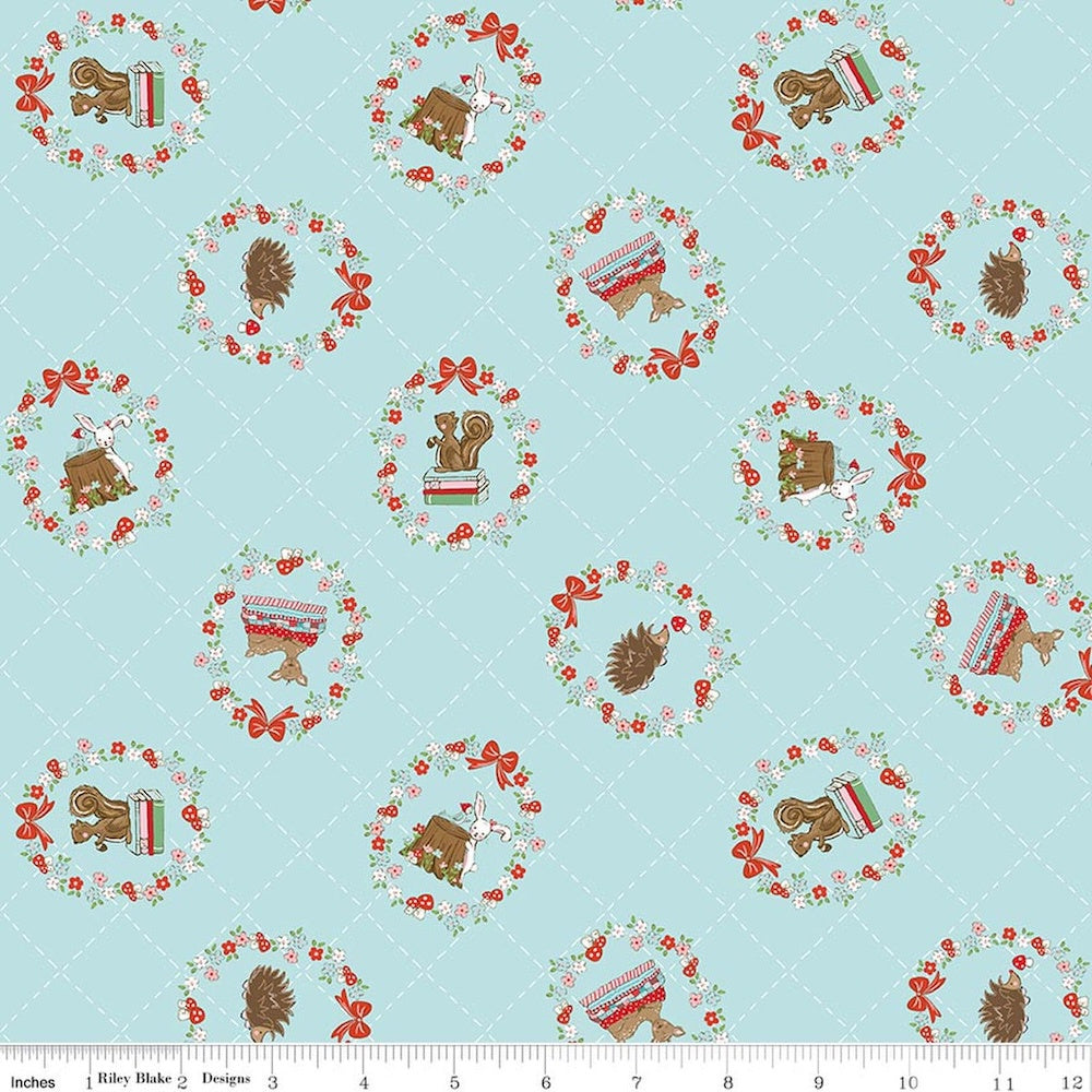 Whimsical Woodland Tossed Animals in Aqua