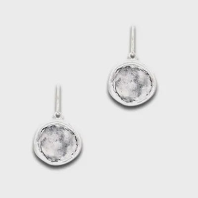 Wax Seal Disc Earring in Silver