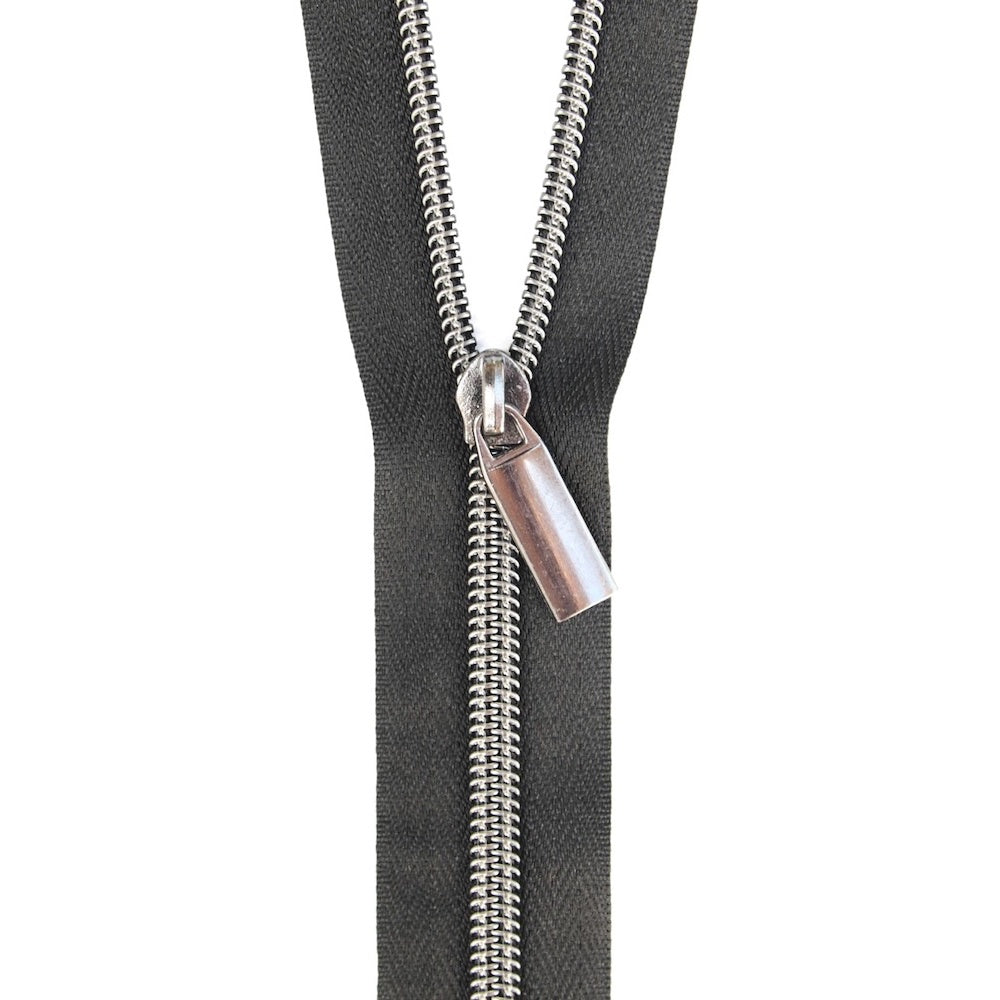 Zipper by The Yard 3 Yards with 9 Pulls Gunmetal