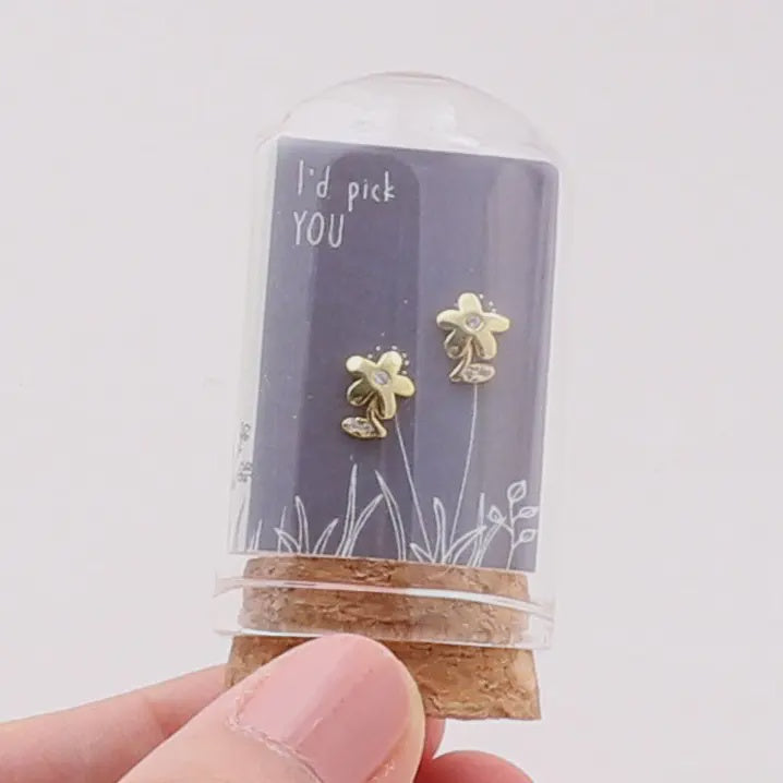 Flower with Leaf Earrings