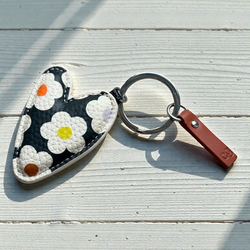 Caroline Gardiner Multi Flower Heart Keyring