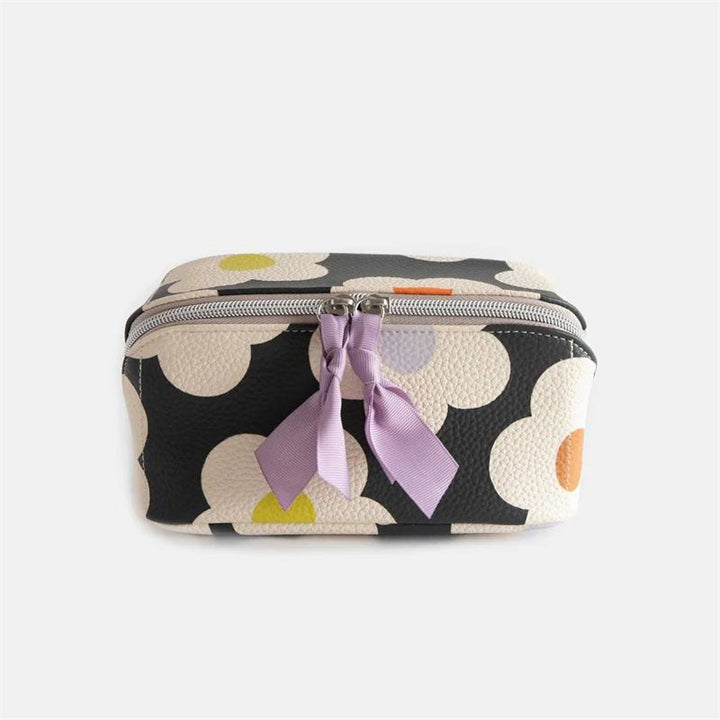 Multi Flower Charcoal Flat Lay Cosmetic Bag