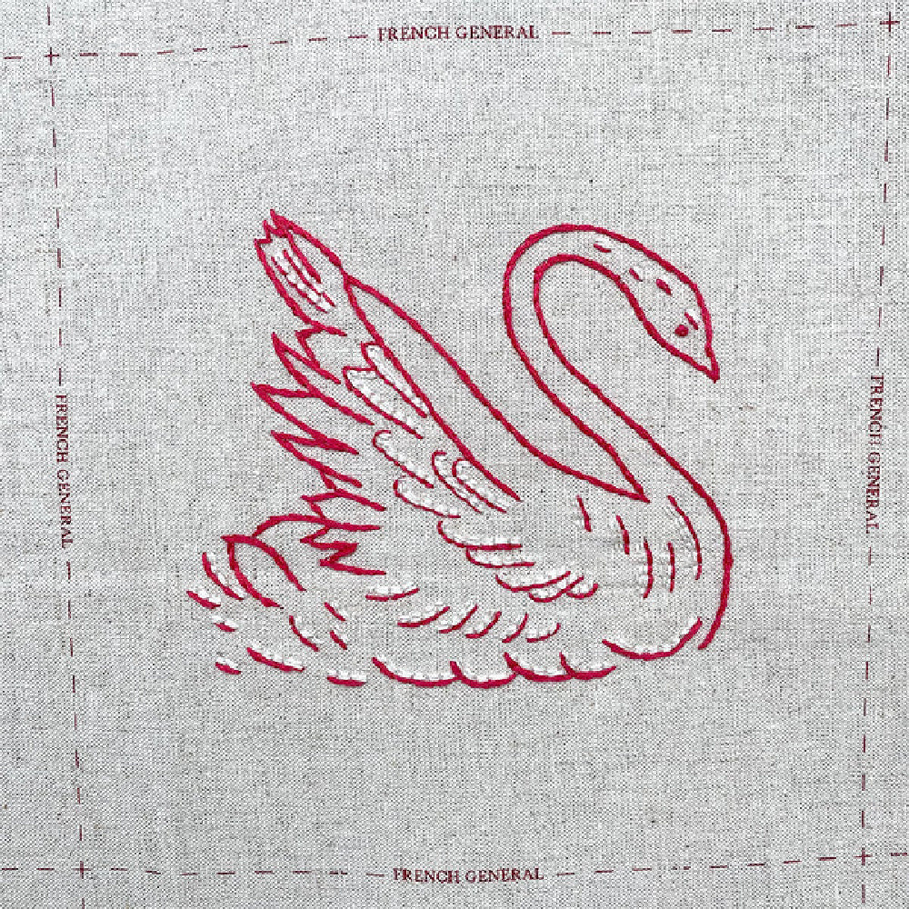 Joie de Vivre - Embroidery Linen Panel Rouge