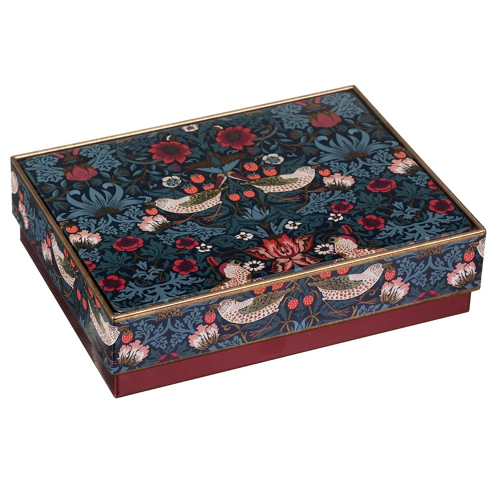 William Morris Red Strawberry Thief Medium Rectangular Tin