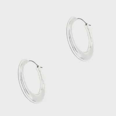 22mm Irregular Hoop Earring Silver