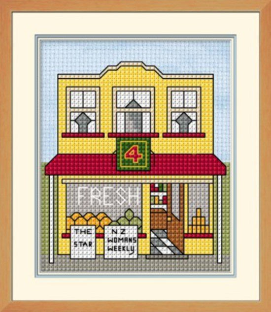 Kiwi Town Grocery Shop Cross Stitch