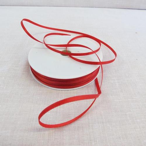 Double Sided Satin Ribbon - Red 3mm