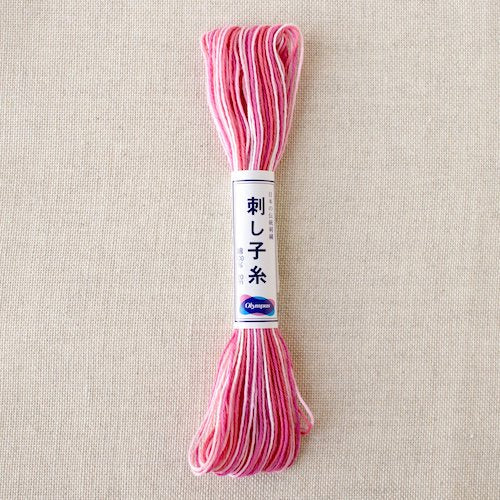 Olympus Sashiko Variegated Cotton Thread 53 Pink Valentine