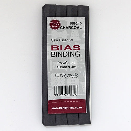 Bias Binding - Charcoal 10mm x 4m