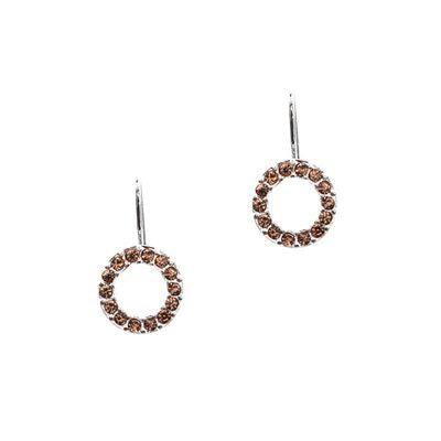 Open Circle Crystal Earrings in Vintage Rose