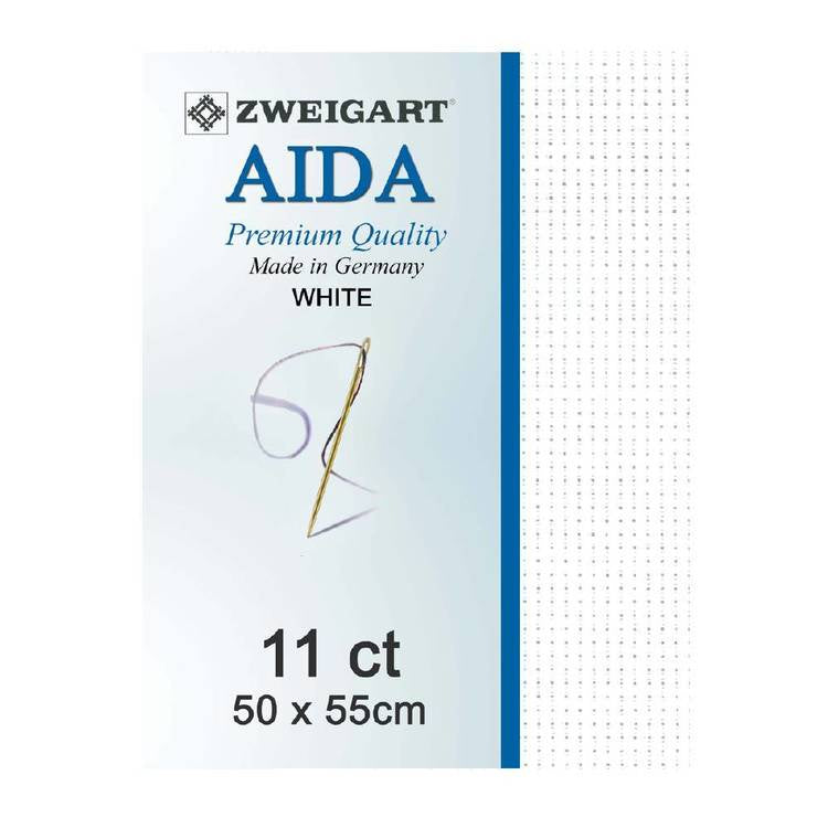 Zweigart Aida 11 Count - White 50 x 55cm