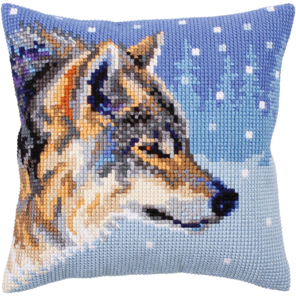 Collection D'Art Wolf Stamped Needle Point Cushion Kit