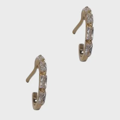 Selina Sterling Gold Plated CZ Rectangle Earrings