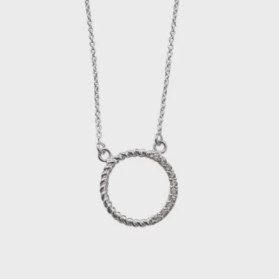 CZ Open Circle Sterling Silver Necklace