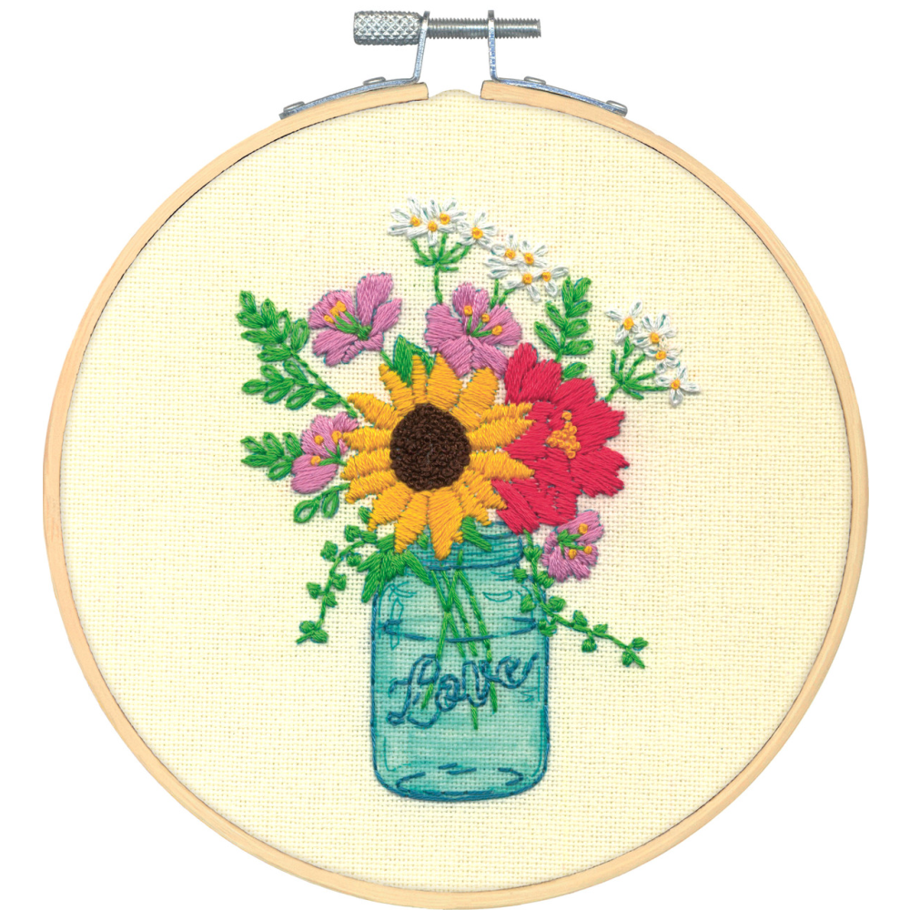 Dimensions Learn a Craft Floral Jar Embroidery Kit