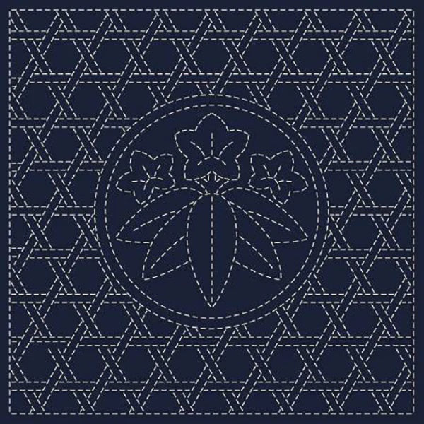 Pre-printed Sashiko Sampler - Sasa-Rin-Dou (Basketweave and Flower)