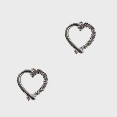 Sterling Silver and CZ Heart Earring