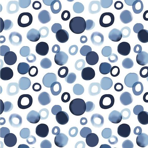 Indigo Elements Watercolour Circles in White