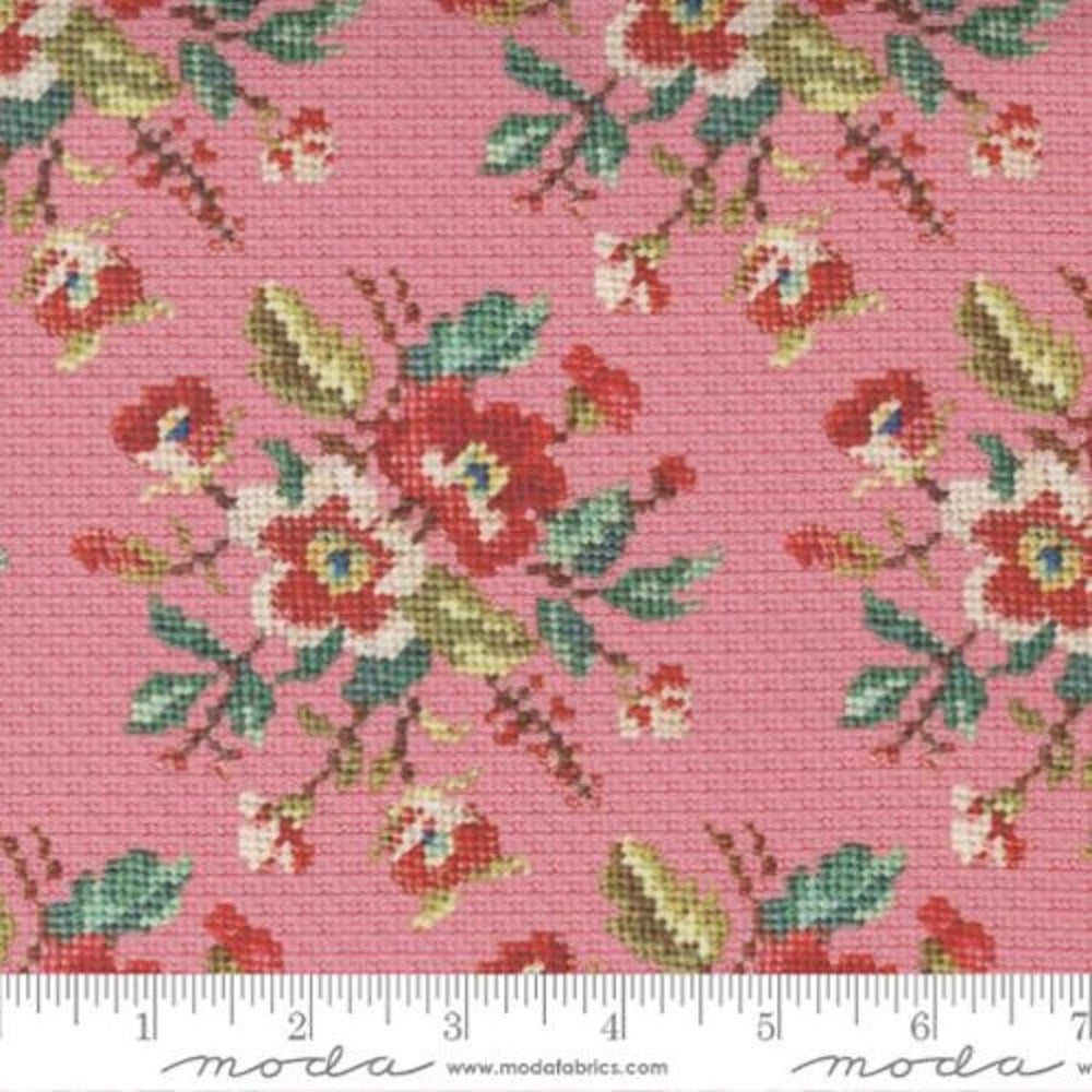 Leather & Lace and Amazing Grace Pink Floral Needlepoint in Petal
