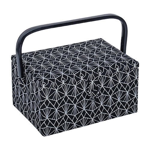 Medium Sewing Basket - Black Deco